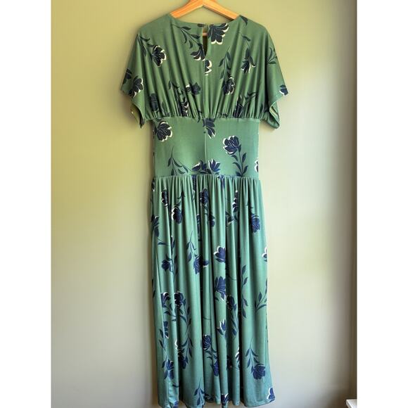 ALEXIA ADMOR Sage Floral Luna Dress Size Small Drop Waist Midi Wedding Guest - Picture 8 of 15